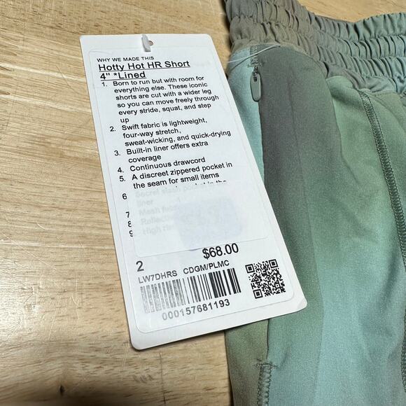Lululemon Hotty Hot High-Rise Lined Short 4" Chroma Drift Green Size 2 NWT - Picture 5 of 12